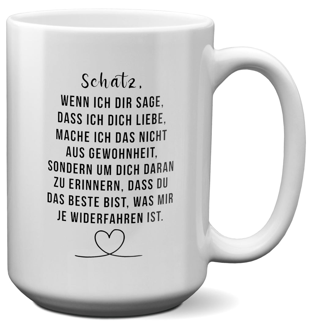 22Feels® Schatz Geschenk zum Jahrestag, Hochzeitstag, Valentinstag etc. - XL Tasse mit Spruch (Weiss, 440ml)-Weisse XL Tasse 440ml-22Feels