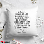 22Feels® Schatz Geschenk zum Jahrestag, Hochzeitstag, Valentinstag etc. - Kissen mit Spruch (Weiss 40x40cm)-Kissen Weiss 40x40-22Feels