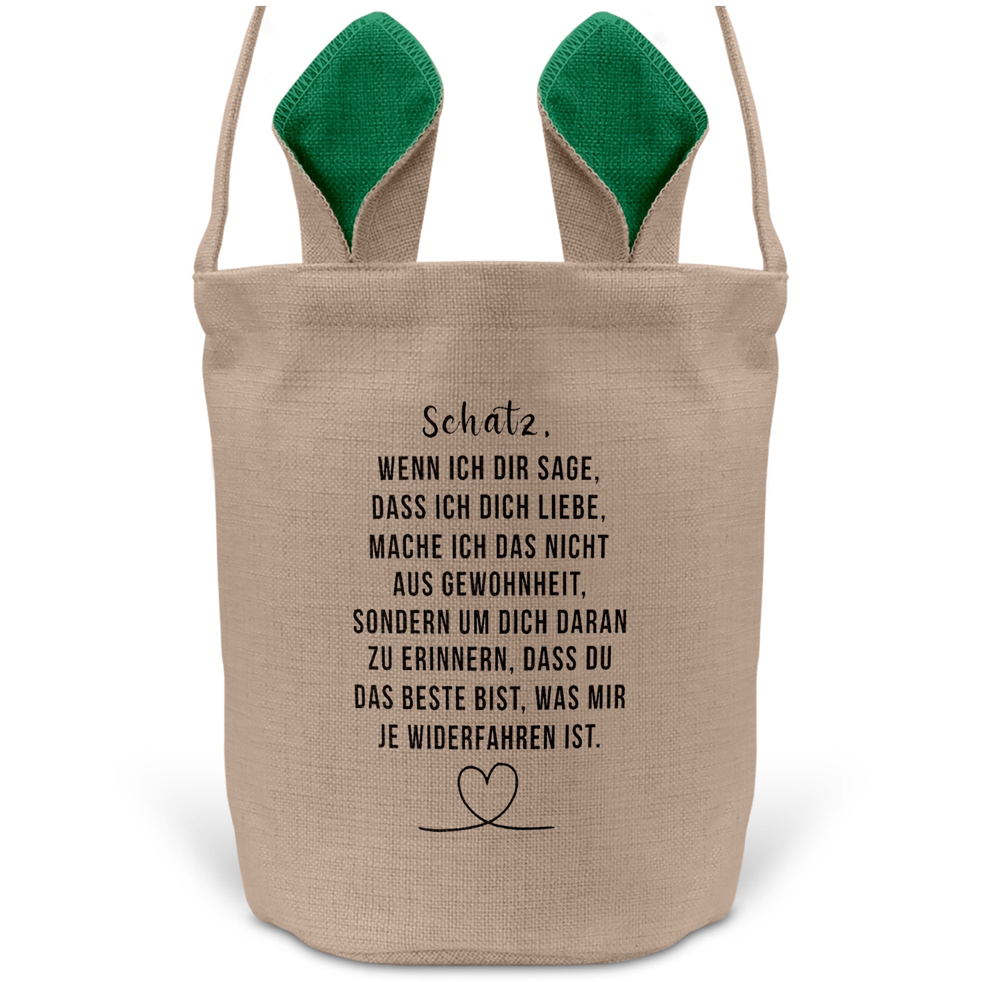 22Feels® Männer Frauen Osterkorb Ehefrau Ehemann Freund Freundin Ostern mit Henkel Ostergeschenk Tragetasche Ostern Deko Osternest Körbchen Hasenohren (Beige/Grün)-Ostern Tragetasche-22Feels