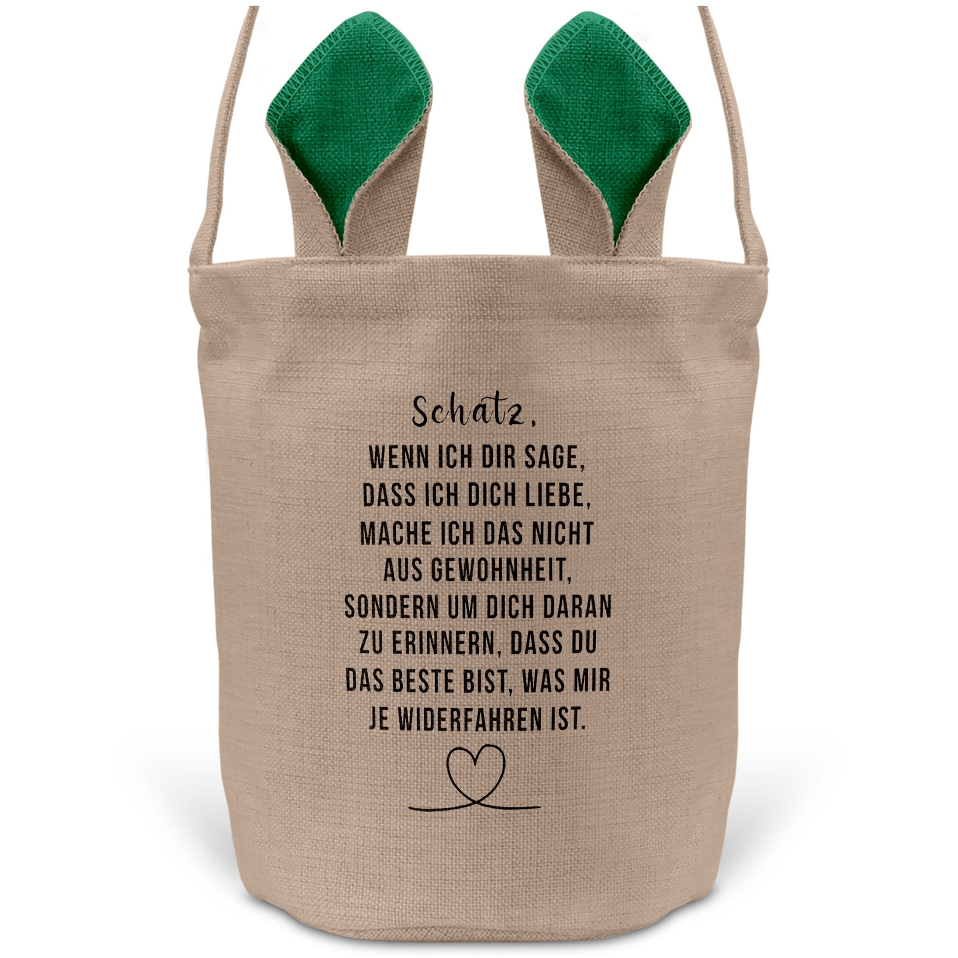 22Feels® Männer Frauen Osterkorb Ehefrau Ehemann Freund Freundin Ostern mit Henkel Ostergeschenk Tragetasche Ostern Deko Osternest Körbchen Hasenohren (Beige/Grün)-Ostern Tragetasche-22Feels