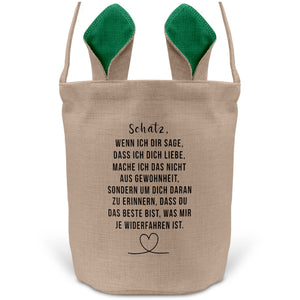 22Feels® Männer Frauen Osterkorb Ehefrau Ehemann Freund Freundin Ostern mit Henkel Ostergeschenk Tragetasche Ostern Deko Osternest Körbchen Hasenohren (Beige/Grün)-Ostern Tragetasche-22Feels