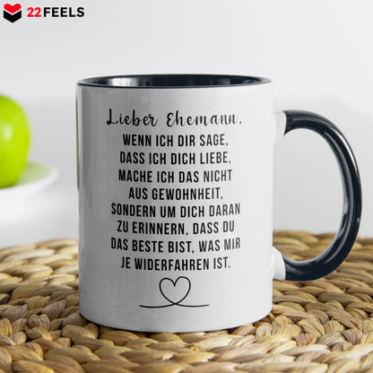 22Feels® Ehemann Geschenk zum Hochzeitstag, Valentinstag etc. - Tasse mit Spruch (Weiss-Schwarz, 320ml)-TwoTone Tasse Weiss-Schwarz 320ml-22Feels