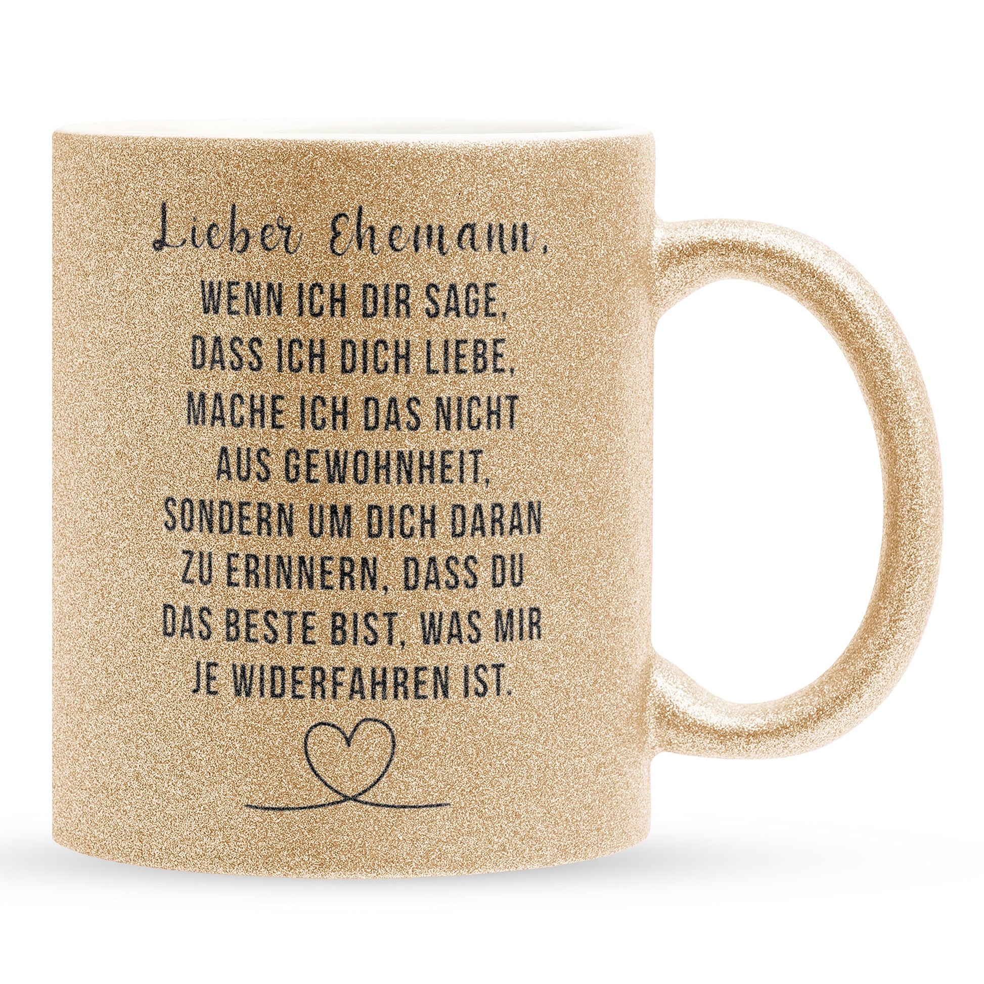 22Feels® Ehemann Geschenk zum Hochzeitstag, Valentinstag etc. - Glitzertasse mit Spruch (Gold, 320ml)-Glitzertasse Gold 320ml-22Feels