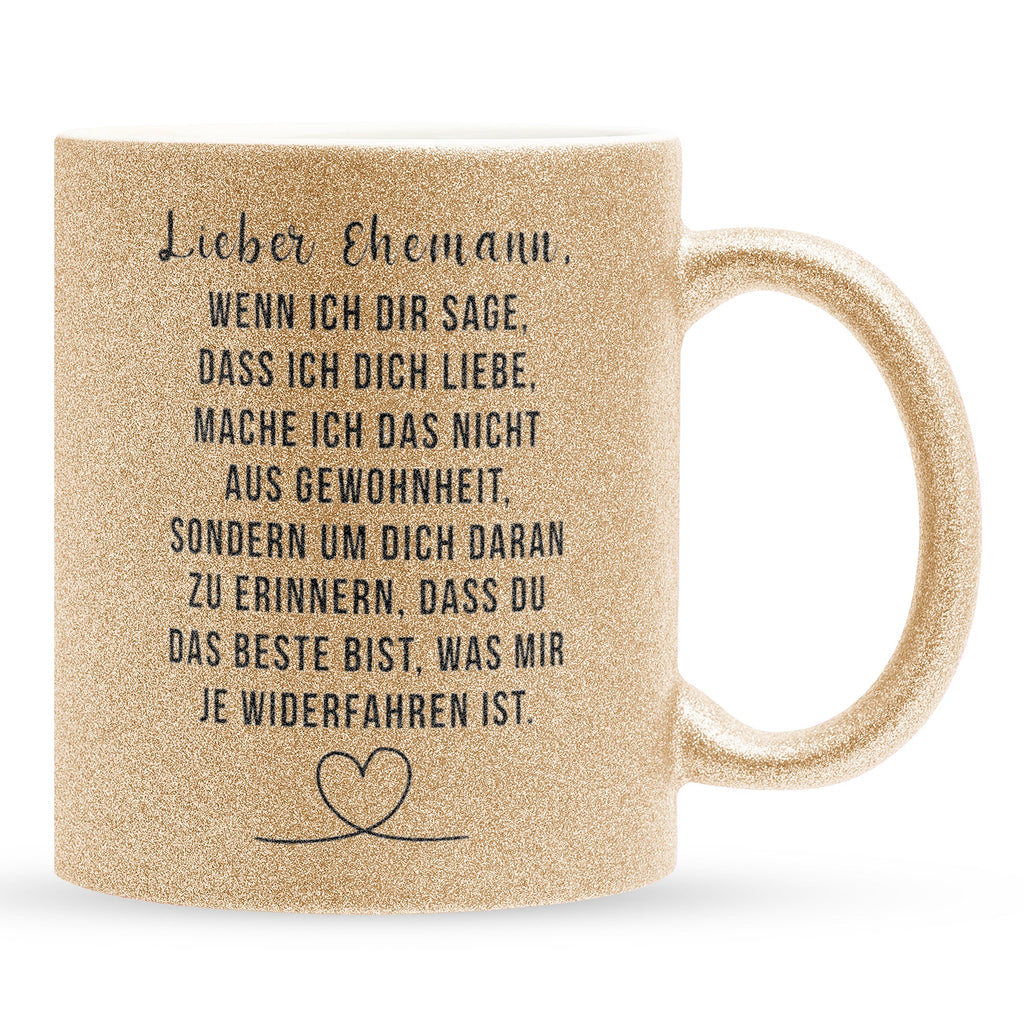22Feels® Ehemann Geschenk zum Hochzeitstag, Valentinstag etc. - Glitzertasse mit Spruch (Gold, 320ml)-Glitzertasse Gold 320ml-22Feels