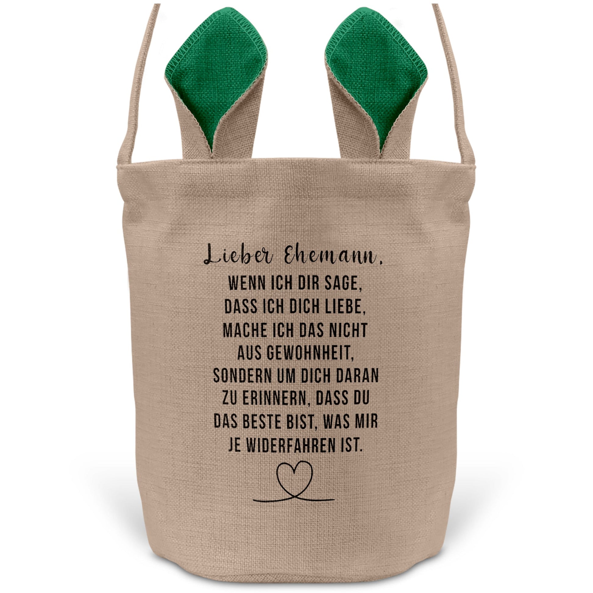 22Feels® Ehemann Osterkorb mit Henkel Ostergeschenk Tragetasche Ostern Deko Osternest Körbchen Hasenohren (Beige/Grün)-Ostern Tragetasche-22Feels