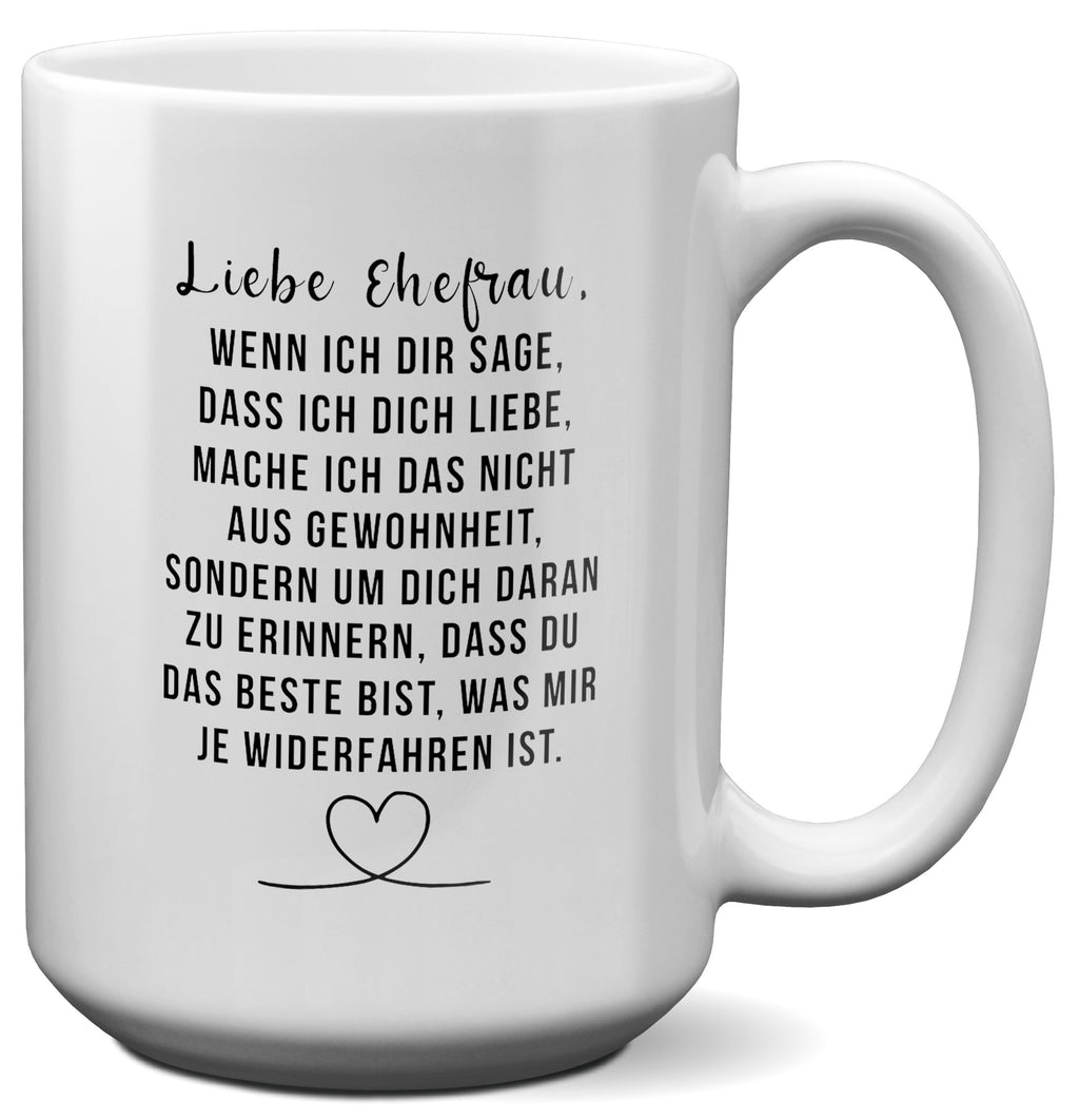22Feels® Ehefrau Geschenk zum Hochzeitstag, Valentinstag etc. - XL Tasse mit Spruch (Weiss, 440ml)-Weisse XL Tasse 440ml-22Feels