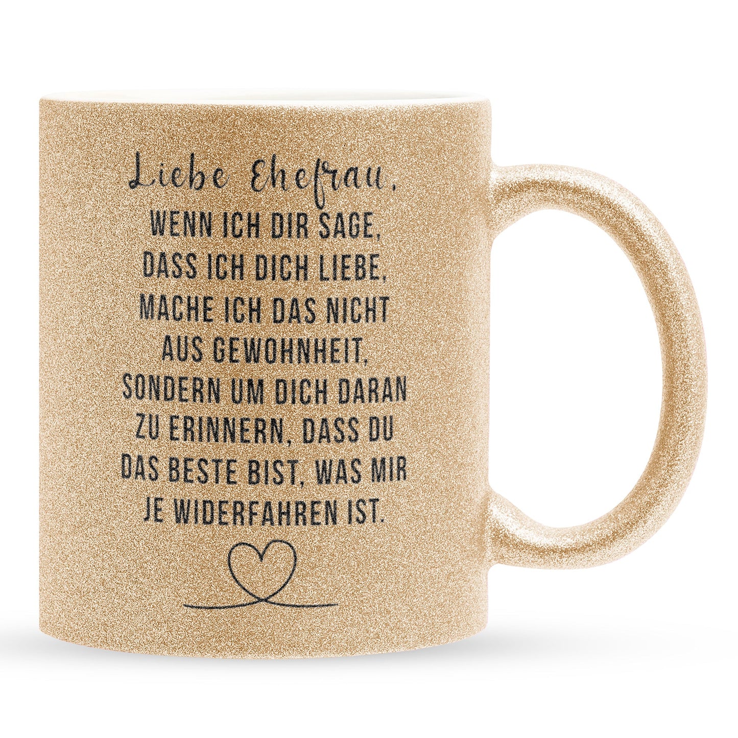 22Feels® Ehefrau Geschenk zum Hochzeitstag, Valentinstag etc. - Glitzertasse mit Spruch (Gold, 320ml)-Glitzertasse Gold 320ml-22Feels
