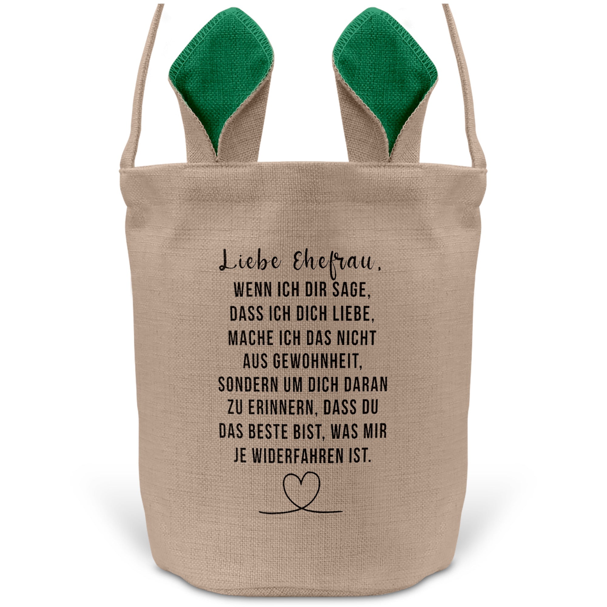 22Feels® Ehefrau Osterkorb mit Henkel Ostergeschenk Tragetasche Ostern Deko Osternest Körbchen Hasenohren (Beige/Grün)-Ostern Tragetasche-22Feels