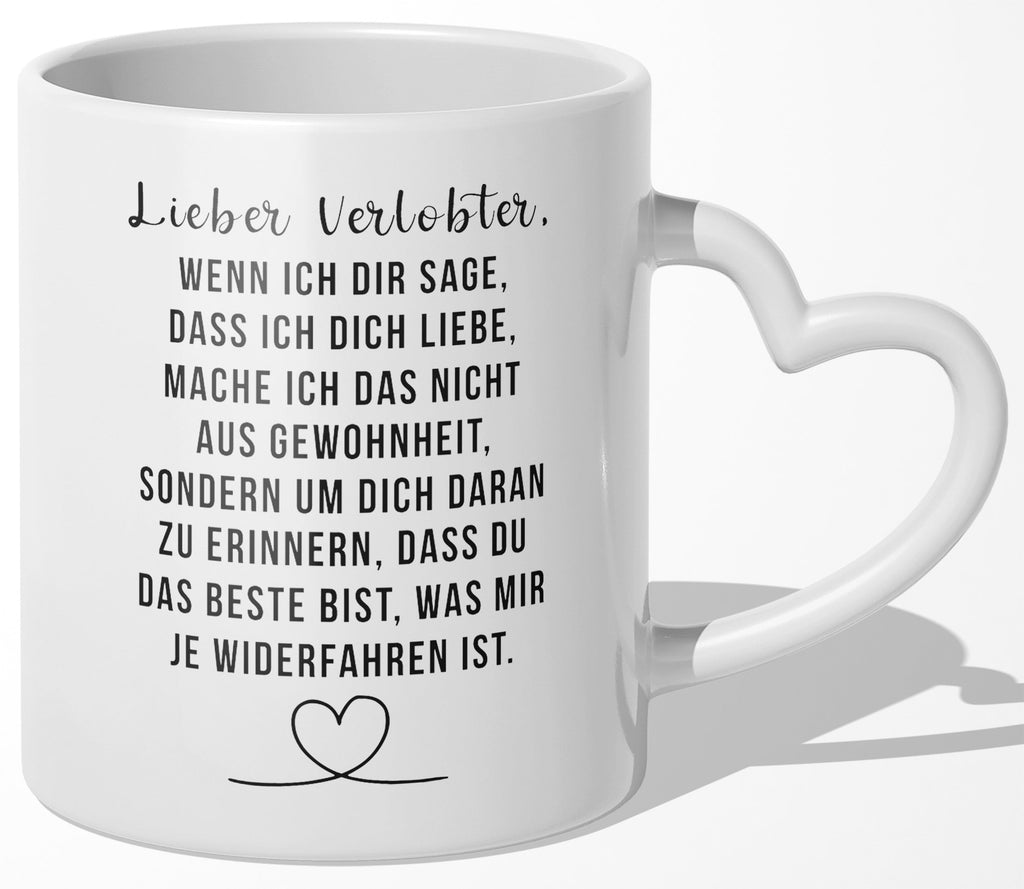 22Feels® Verlobter Geschenk - Tasse mit Spruch (Herzhenkel, Weiss, 320ml)-Tasse Weiss Herzhenkel 320ml-22Feels