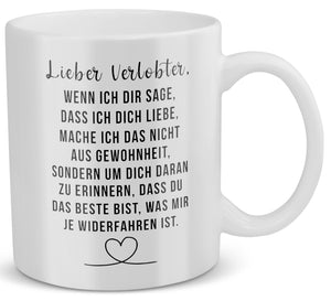 22Feels® Verlobter Geschenk - Tasse mit Spruch: Wenn Ich Dir Sage, Dass Ich Dich Liebe (Weiss, 320ml)-Weisse Tasse 320ml-22Feels