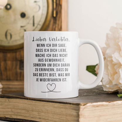 22Feels® Verlobter Geschenk - Tasse mit Spruch: Wenn Ich Dir Sage, Dass Ich Dich Liebe (Weiss, 320ml)-Weisse Tasse 320ml-22Feels