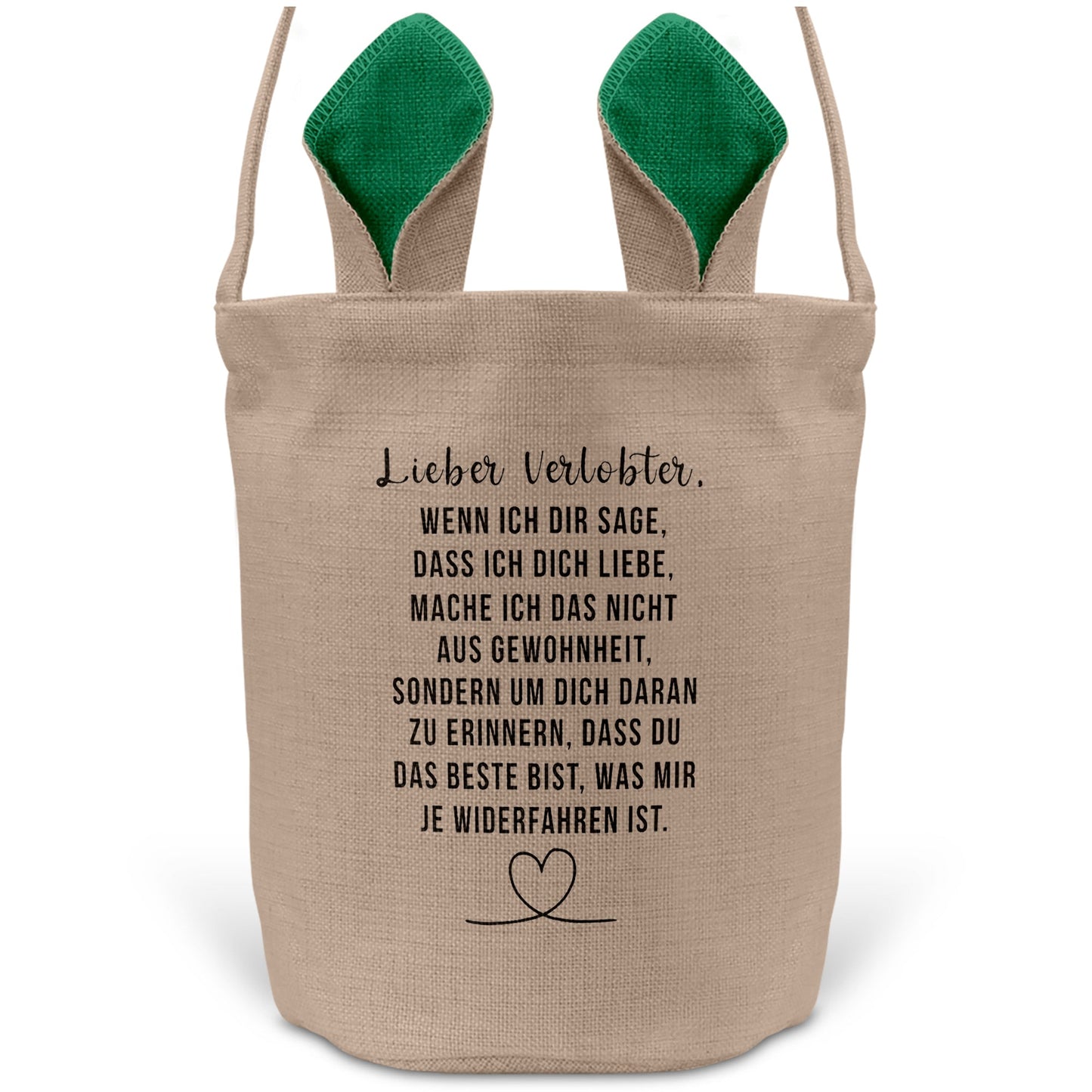22Feels® Verlobter Männer Osterkorb mit Henkel Ostergeschenk Tragetasche Ostern Deko Osternest Körbchen Hasenohren (Beige/Grün)-Ostern Tragetasche-22Feels