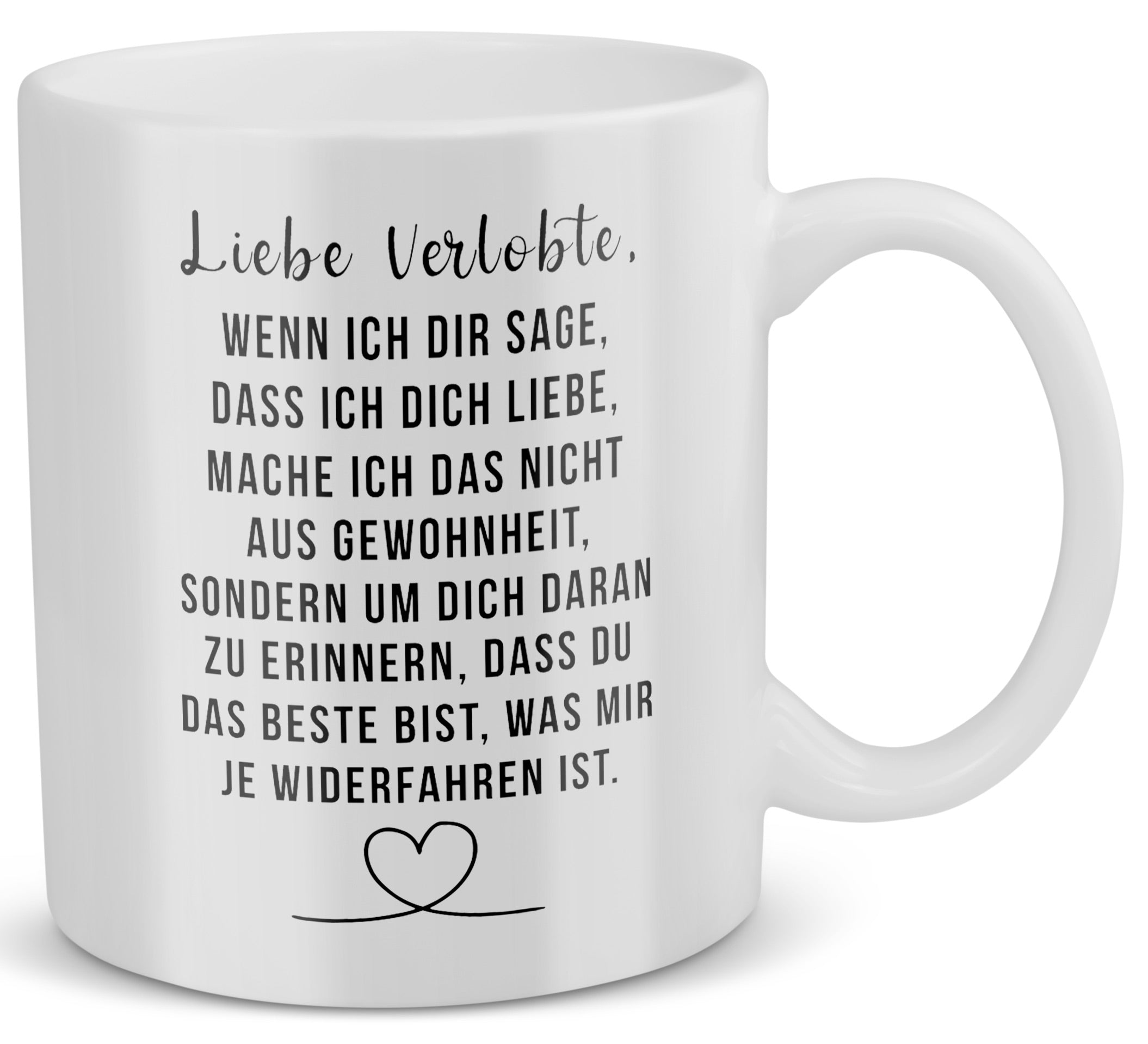 22Feels® Verlobte Geschenk - Tasse mit Spruch: Wenn Ich Dir Sage, Dass Ich Dich Liebe (Weiss, 320ml)-Weisse Tasse 320ml-22Feels
