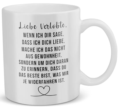 22Feels® Verlobte Geschenk - Tasse mit Spruch: Wenn Ich Dir Sage, Dass Ich Dich Liebe (Weiss, 320ml)-Weisse Tasse 320ml-22Feels