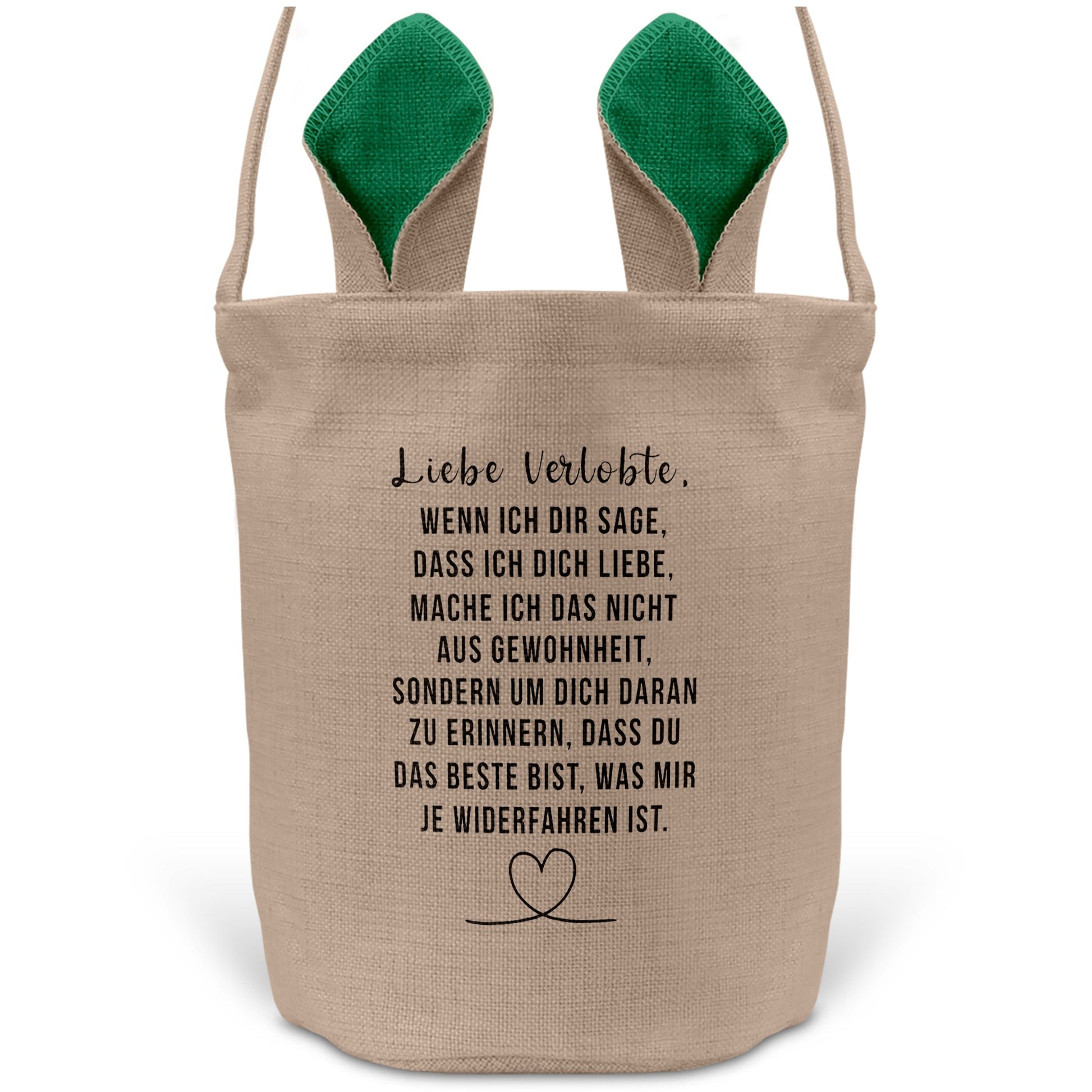 22Feels® Verlobte Frauen Osterkorb mit Henkel Ostergeschenk Tragetasche Ostern Deko Osternest Körbchen Hasenohren (Beige/Grün)-Ostern Tragetasche-22Feels