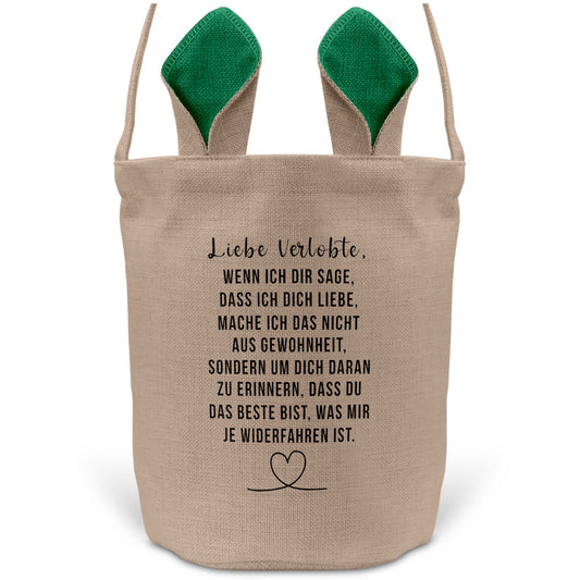 22Feels® Verlobte Frauen Osterkorb mit Henkel Ostergeschenk Tragetasche Ostern Deko Osternest Körbchen Hasenohren (Beige/Grün)-Ostern Tragetasche-22Feels
