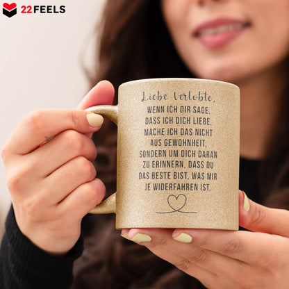 22Feels® Verlobte Geschenk - Glitzertasse mit Spruch (Gold, 320ml)-Glitzertasse Gold 320ml-22Feels