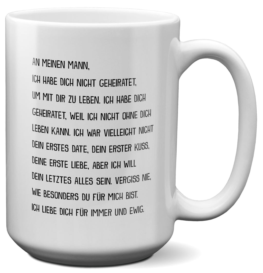 22Feels® Ehemann Geschenk zum Hochzeitstag, Valentinstag etc. - XL Tasse mit Spruch (Weiss, 440ml)-Weisse XL Tasse 440ml-22Feels