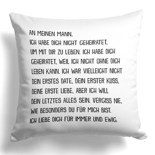 22Feels® Ehemann Geschenk zum Hochzeitstag, Valentinstag etc. - Kissen mit Spruch (Weiss 40x40cm)-Kissen Weiss 40x40-22Feels