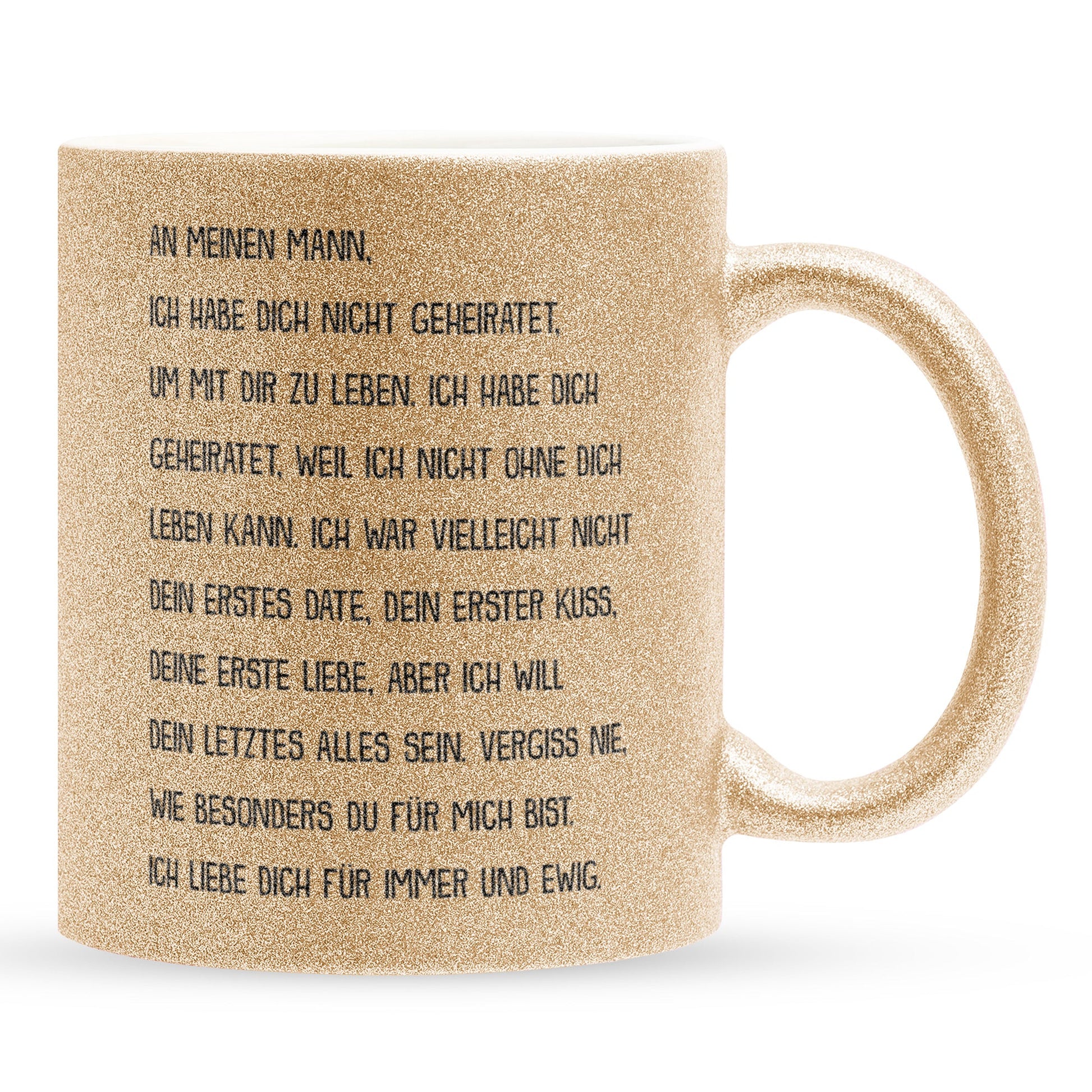 22Feels® Ehemann Geschenk zum Hochzeitstag, Valentinstag etc. - Glitzertasse mit Spruch (Gold, 320ml)-Glitzertasse Gold 320ml-22Feels