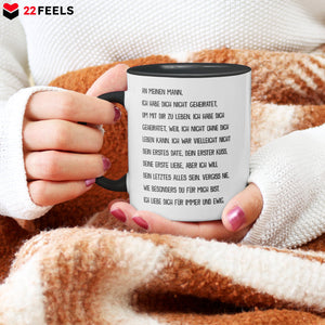 22Feels® Ehemann Geschenk zum Hochzeitstag, Valentinstag etc. - Tasse mit Spruch (Weiss-Schwarz, 320ml)-TwoTone Tasse Weiss-Schwarz 320ml-22Feels