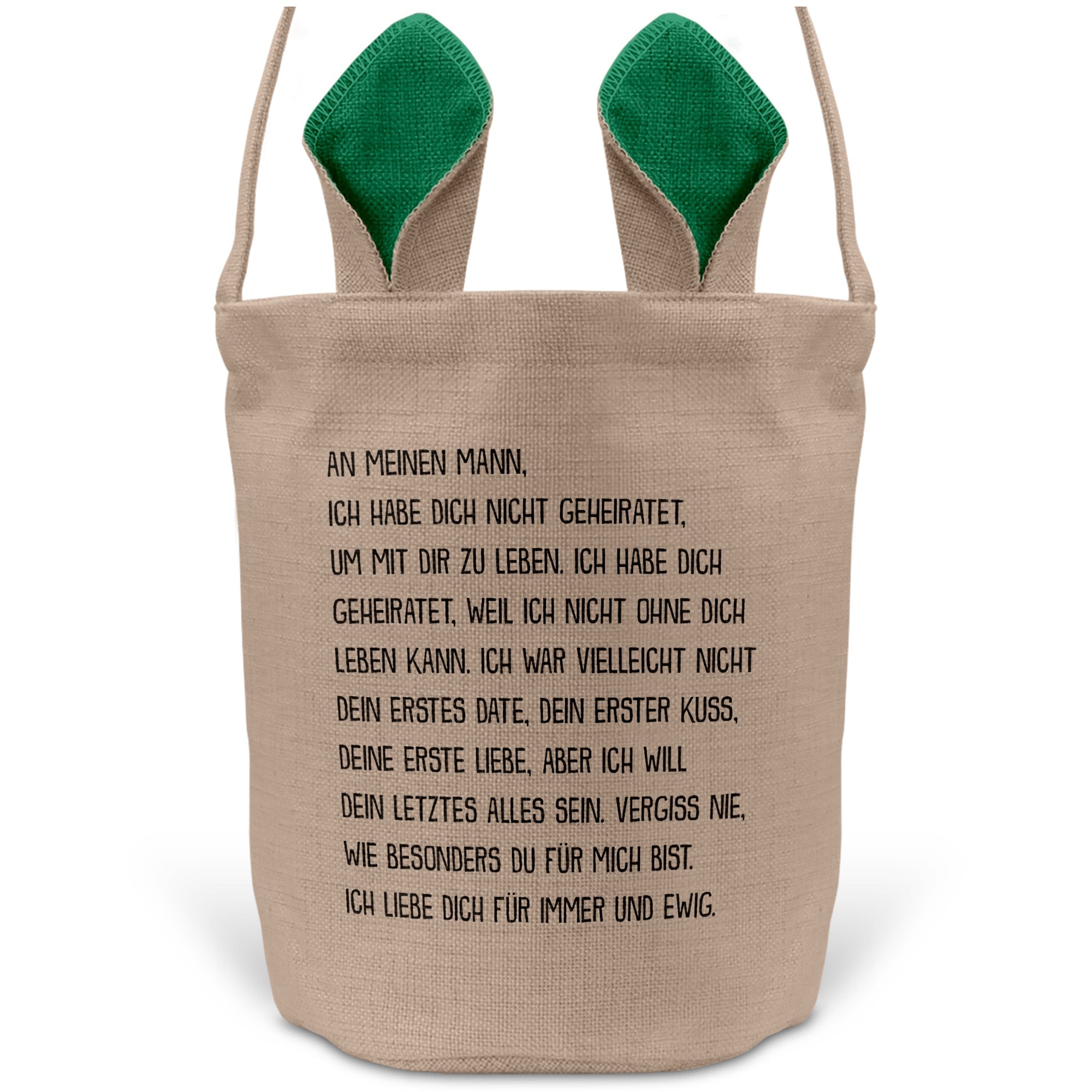 22Feels® Ehemann Osterkorb mit Henkel Ostergeschenk Tragetasche Ostern Deko Osternest Körbchen Hasenohren (Beige/Grün)-Ostern Tragetasche-22Feels