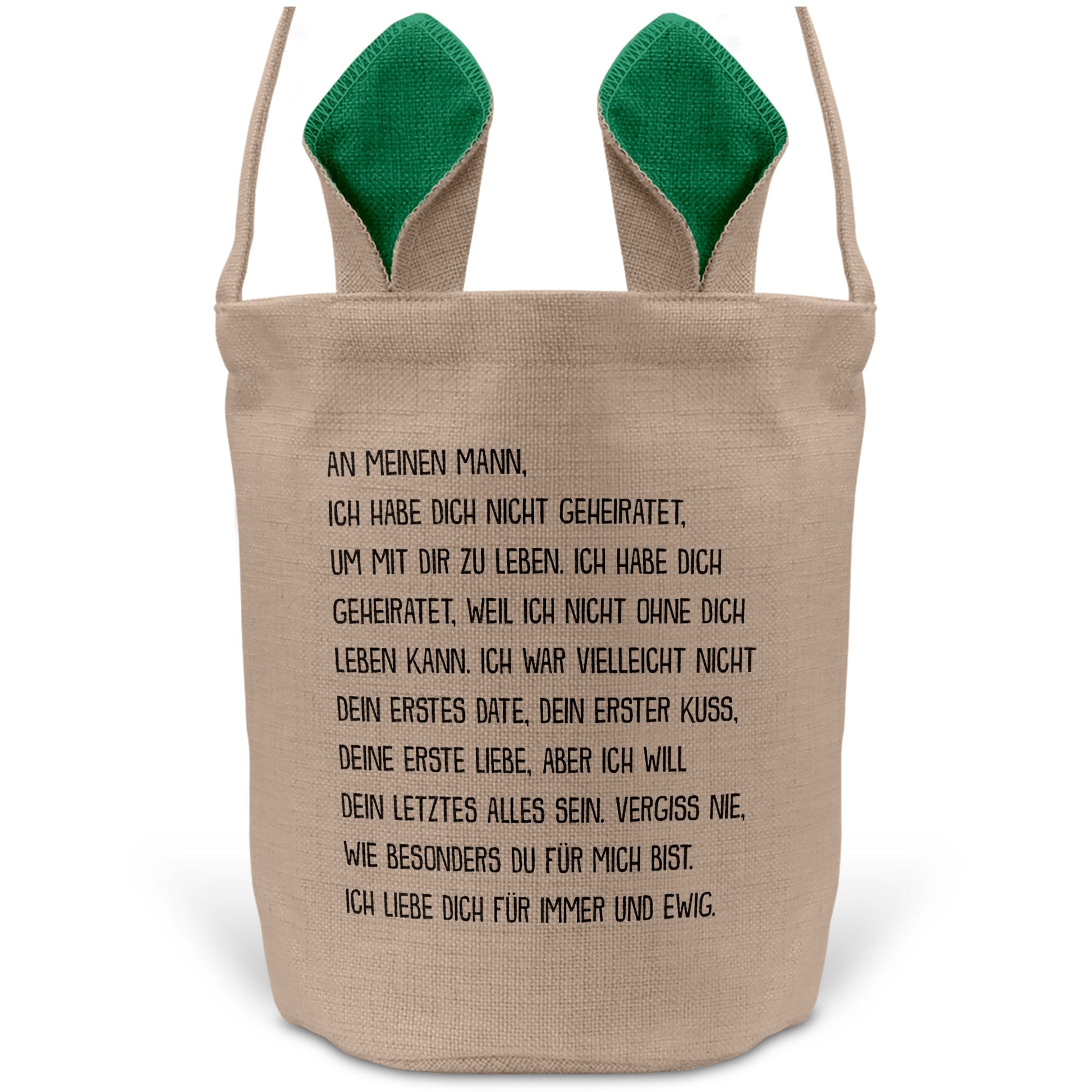 22Feels® Ehemann Osterkorb mit Henkel Ostergeschenk Tragetasche Ostern Deko Osternest Körbchen Hasenohren (Beige/Grün)-Ostern Tragetasche-22Feels
