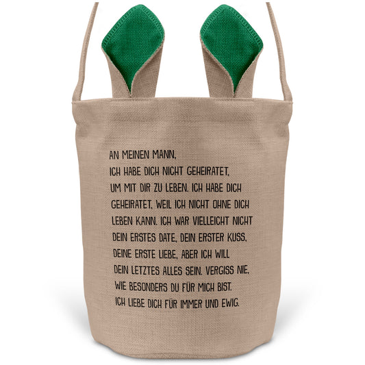 22Feels® Ehemann Osterkorb mit Henkel Ostergeschenk Tragetasche Ostern Deko Osternest Körbchen Hasenohren (Beige/Grün)-Ostern Tragetasche-22Feels