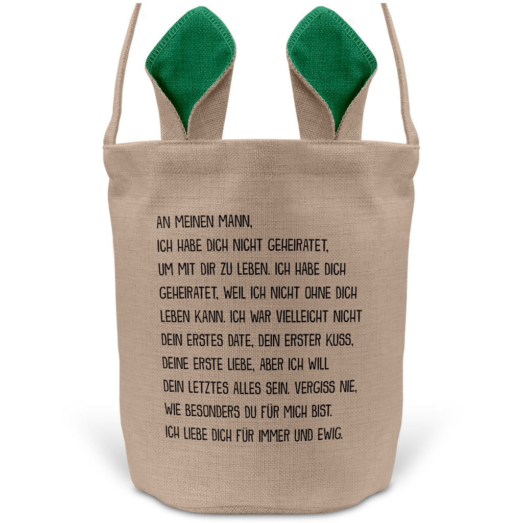 22Feels® Ehemann Osterkorb mit Henkel Ostergeschenk Tragetasche Ostern Deko Osternest Körbchen Hasenohren (Beige/Grün)-Ostern Tragetasche-22Feels