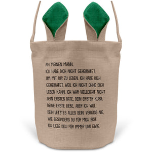 22Feels® Ehemann Osterkorb mit Henkel Ostergeschenk Tragetasche Ostern Deko Osternest Körbchen Hasenohren (Beige/Grün)-Ostern Tragetasche-22Feels