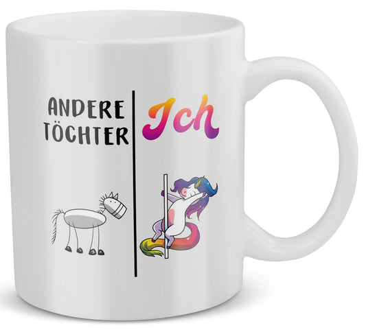 22Feels® Geschenk für Tochter - Tasse mit Spruch: Andere Töchter Ich (Einhorn) (Weiss, 320ml)-Weisse Tasse 320ml-22Feels