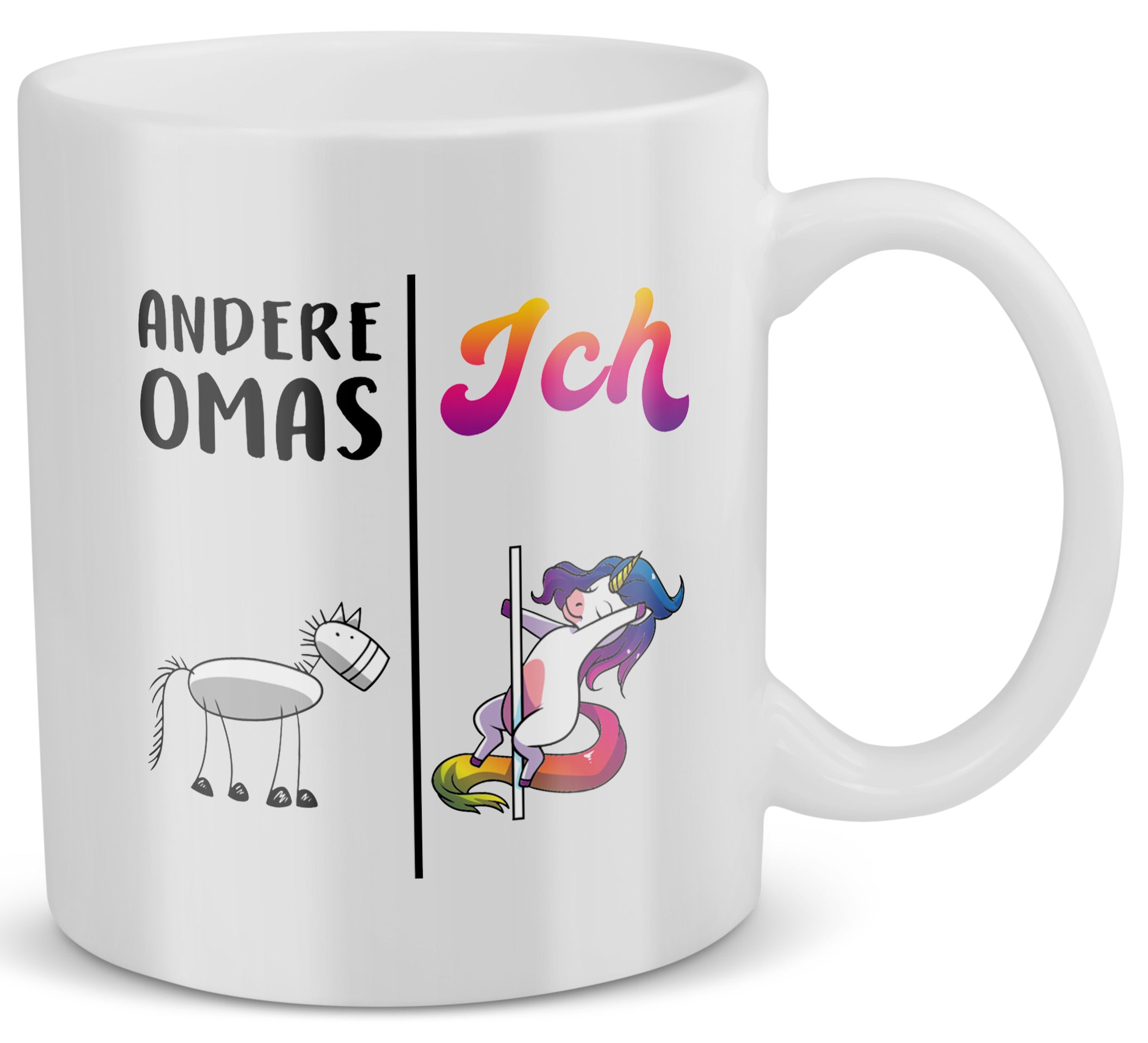 22Feels® Geschenk für Omas - Tasse mit Spruch: Andere Omas Ich (Einhorn) (Weiss, 320ml)-Weisse Tasse 320ml-22Feels