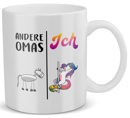 22Feels® Geschenk für Omas - Tasse mit Spruch: Andere Omas Ich (Einhorn) (Weiss, 320ml)-Weisse Tasse 320ml-22Feels