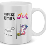 22Feels® Geschenk für Omas - Tasse mit Spruch: Andere Omas Ich (Einhorn) (Weiss, 320ml)-Weisse Tasse 320ml-22Feels