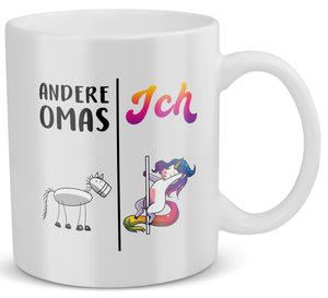 22Feels® Geschenk für Omas - Tasse mit Spruch: Andere Omas Ich (Einhorn) (Weiss, 320ml)-Weisse Tasse 320ml-22Feels