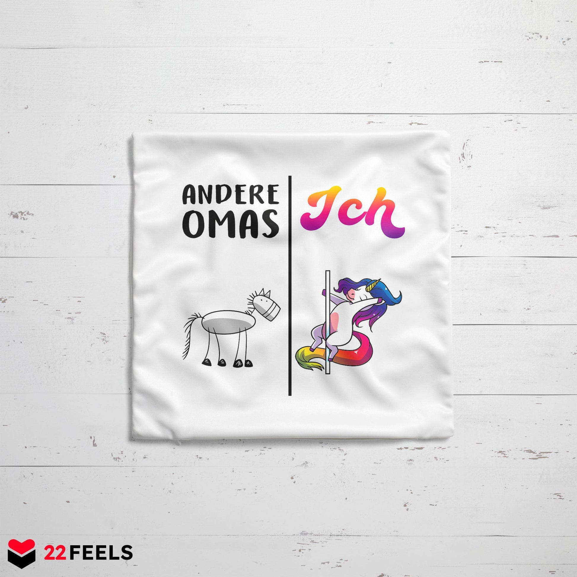 22Feels® Oma Geschenk - Kissen mit Spruch (Weiss 40x40cm)-Kissen Weiss 40x40-22Feels