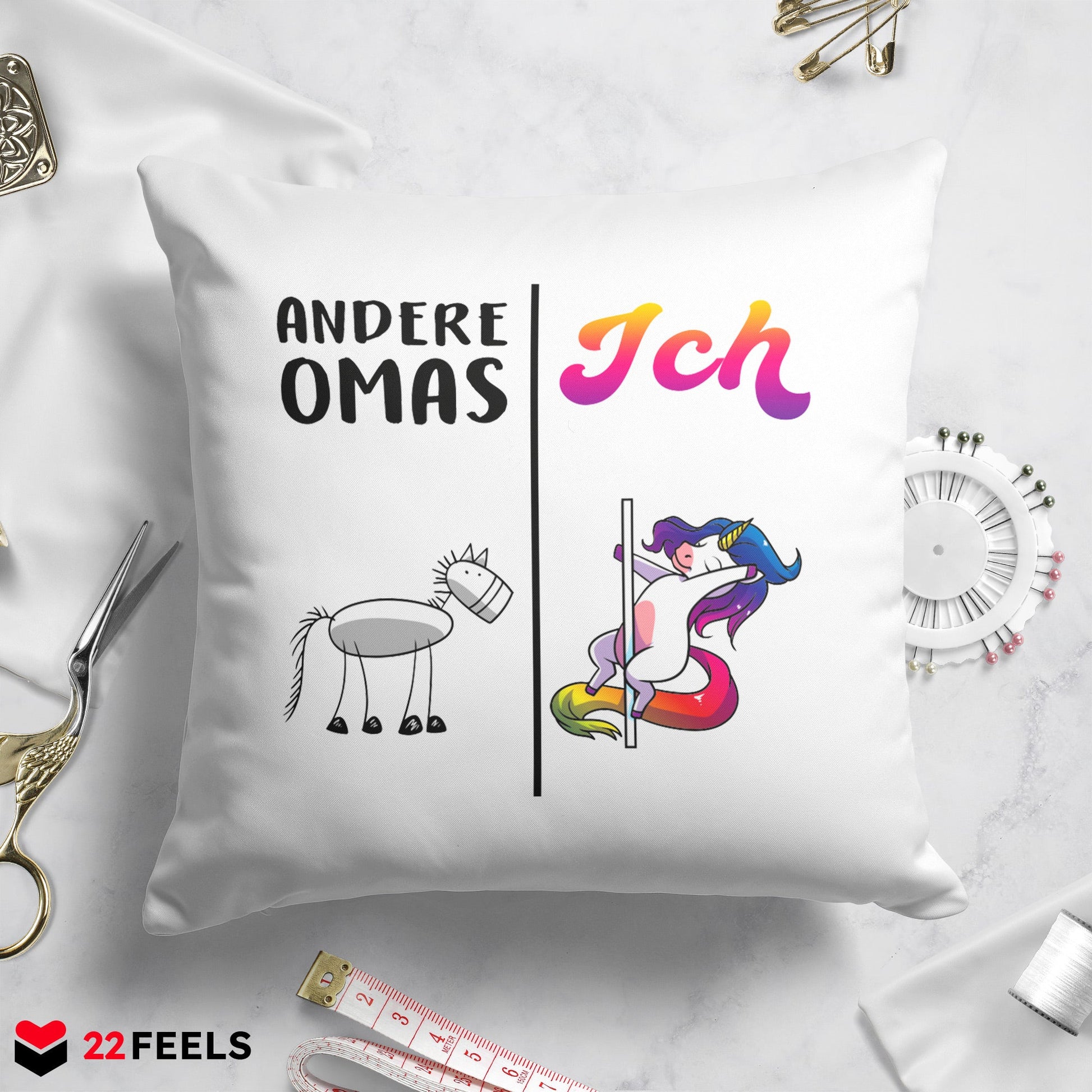 22Feels® Oma Geschenk - Kissen mit Spruch (Weiss 40x40cm)-Kissen Weiss 40x40-22Feels