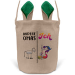 22Feels® Oma Grossmutter Osterkorb mit Henkel Ostergeschenk Tragetasche Ostern Deko Osternest Körbchen Hasenohren (Beige/Grün)-Ostern Tragetasche-22Feels