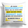 22Feels® Schwiegermutter Geschenk von der Schwiegertochter bzw. Braut - Kissen mit Spruch (Weiss 40x40cm)-Kissen Weiss 40x40-22Feels