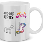 22Feels® Geschenk für Opas - Tasse mit Spruch: Andere Opas Ich (Einhorn) (Weiss, 320ml)-Weisse Tasse 320ml-22Feels