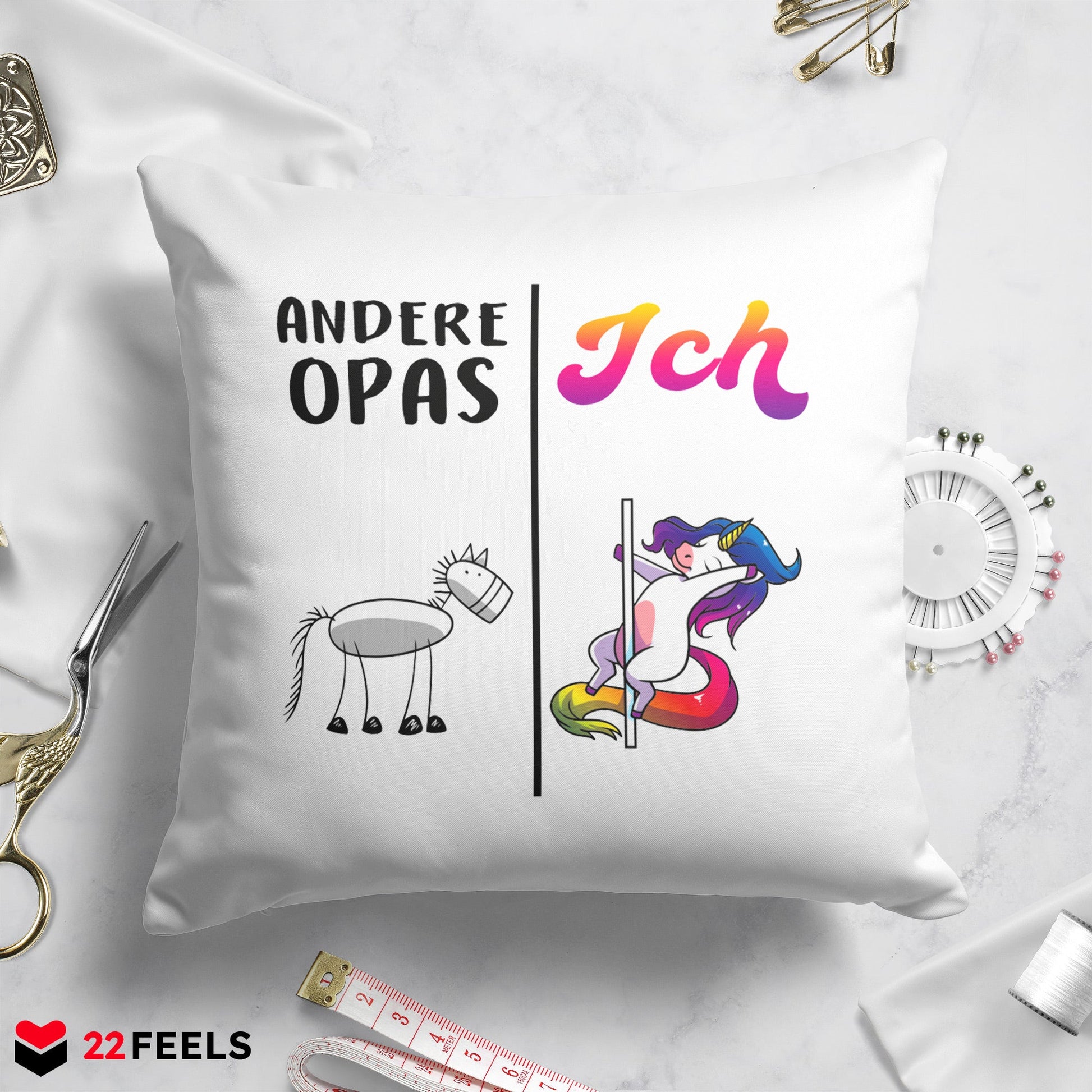 22Feels® Opa Geschenk - Kissen mit Spruch (Weiss 40x40cm)-Kissen Weiss 40x40-22Feels