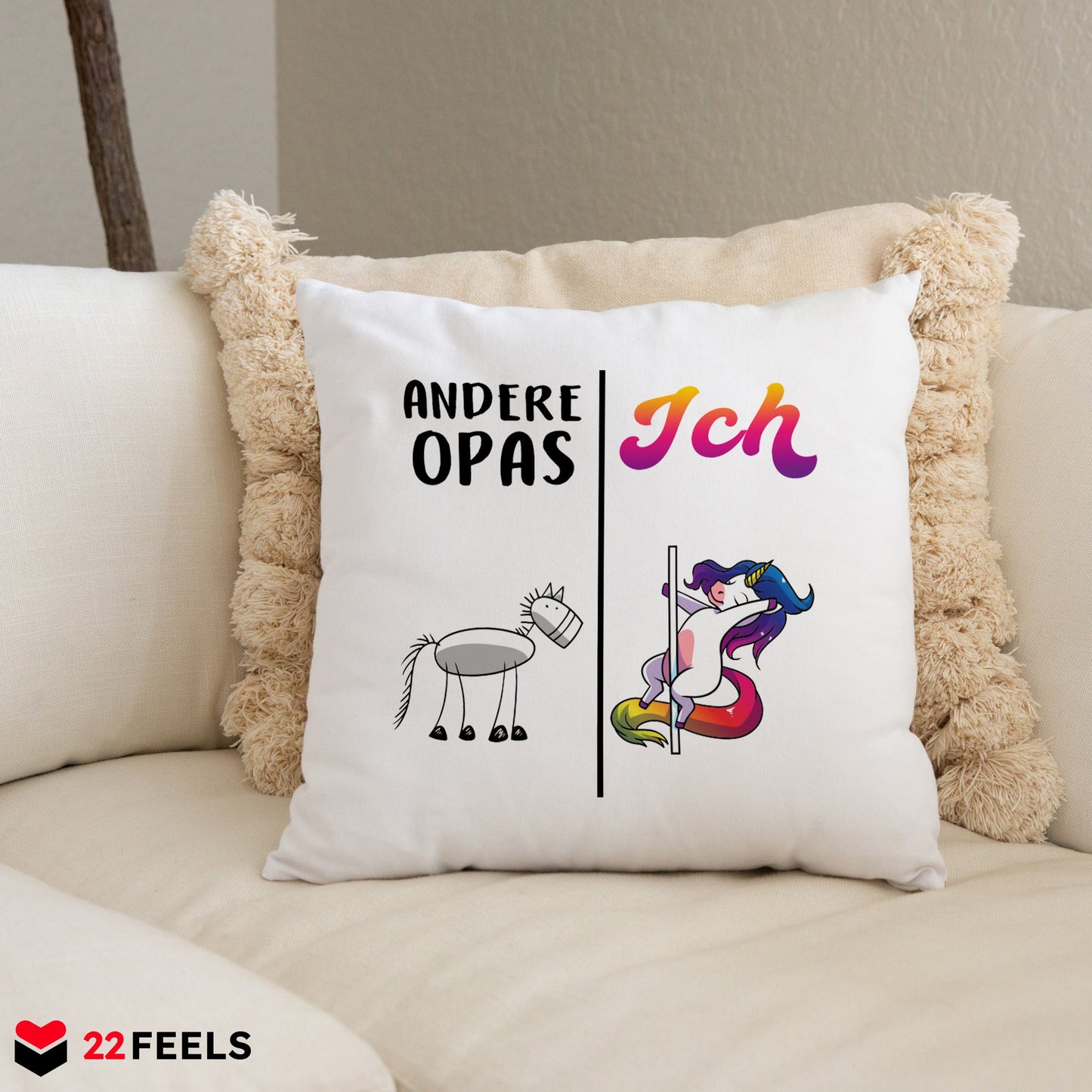 22Feels® Opa Geschenk - Kissen mit Spruch (Weiss 40x40cm)-Kissen Weiss 40x40-22Feels