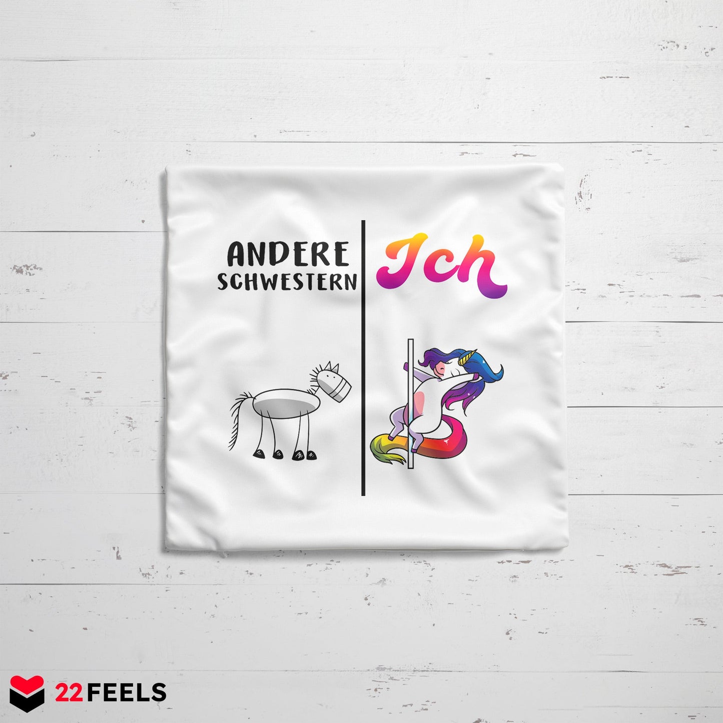 22Feels® Schwester Geschenk - Kissen mit Spruch (Weiss 40x40cm)-Kissen Weiss 40x40-22Feels