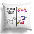 22Feels® Schwägerin Geschenk - Einhorn Kissen mit Spruch (Weiss 40x40cm)-Kissen Weiss 40x40-22Feels