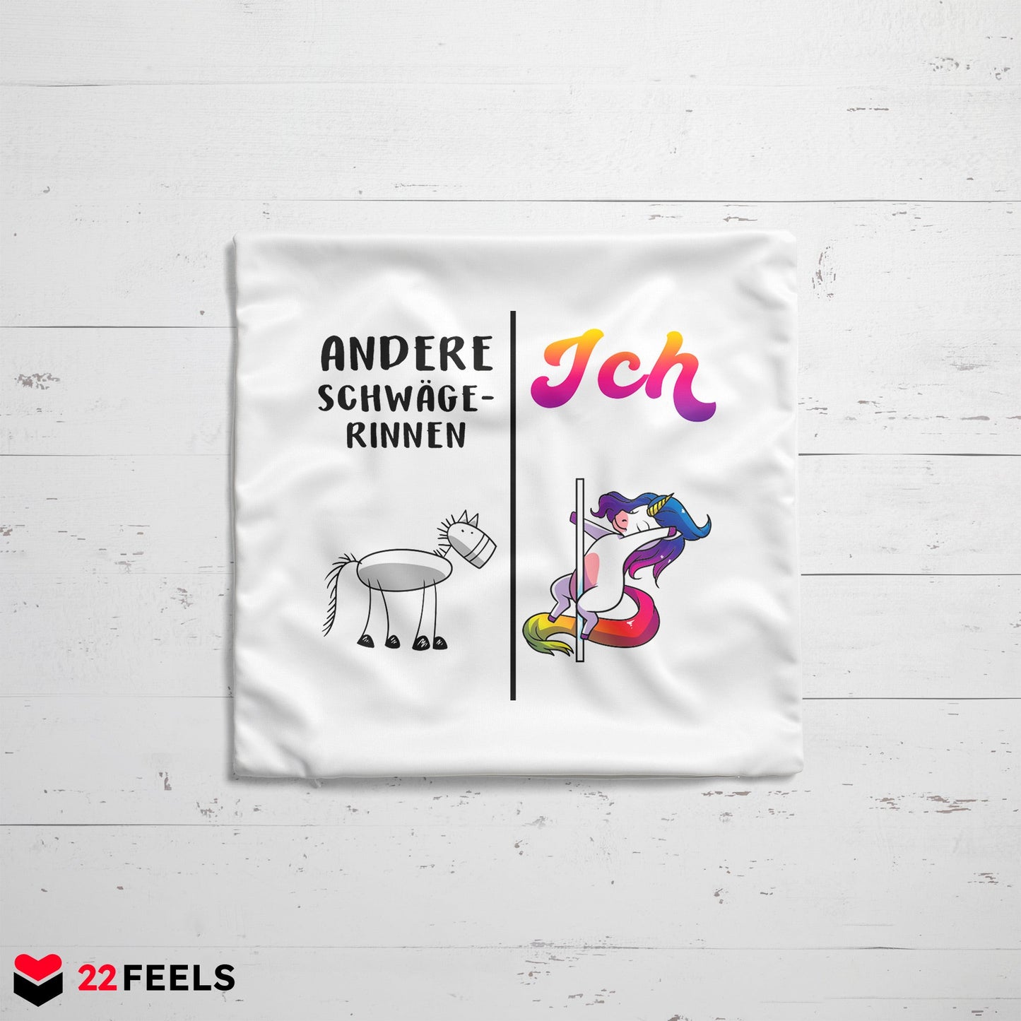 22Feels® Schwägerin Geschenk - Einhorn Kissen mit Spruch (Weiss 40x40cm)-Kissen Weiss 40x40-22Feels