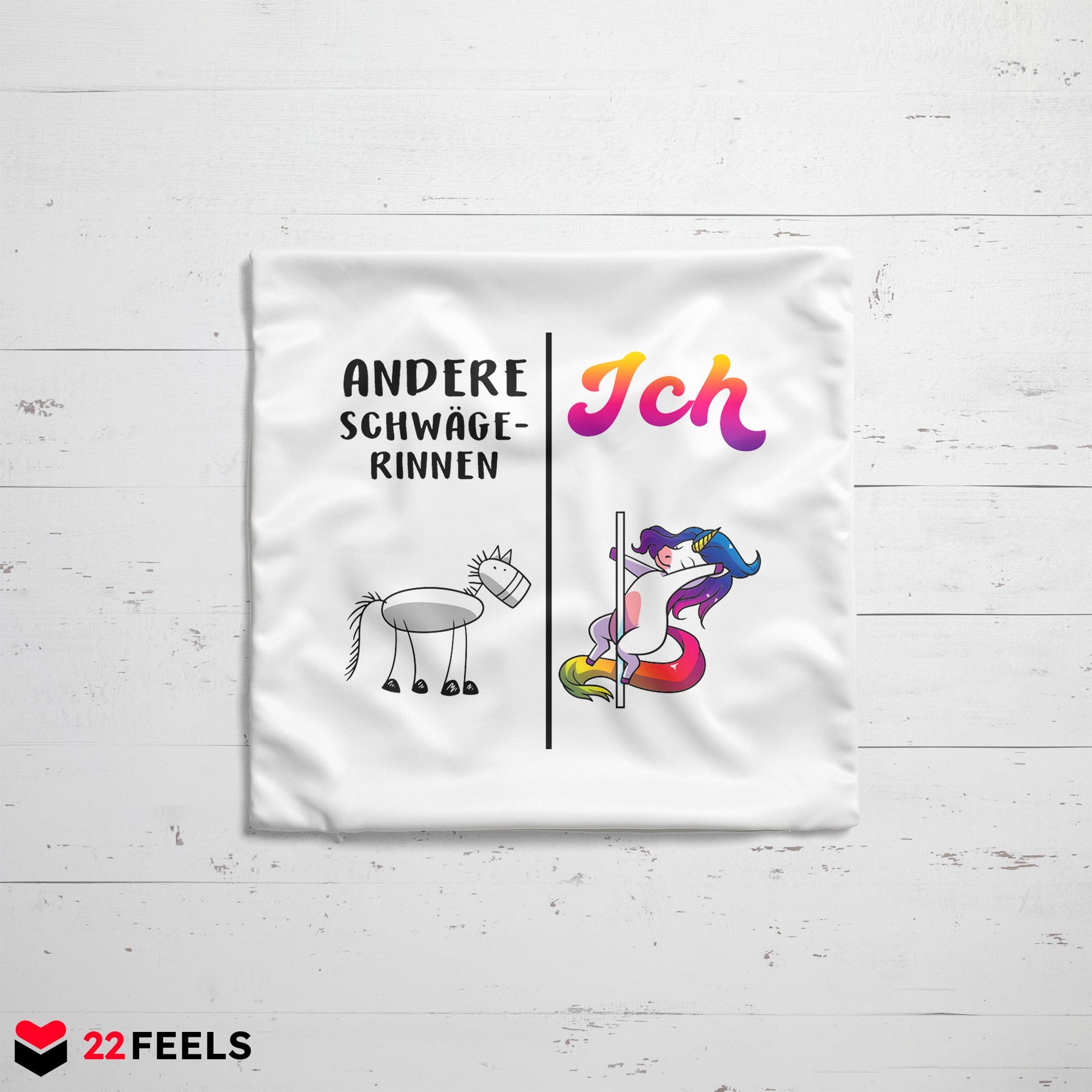 22Feels® Schwägerin Geschenk - Einhorn Kissen mit Spruch (Weiss 40x40cm)-Kissen Weiss 40x40-22Feels