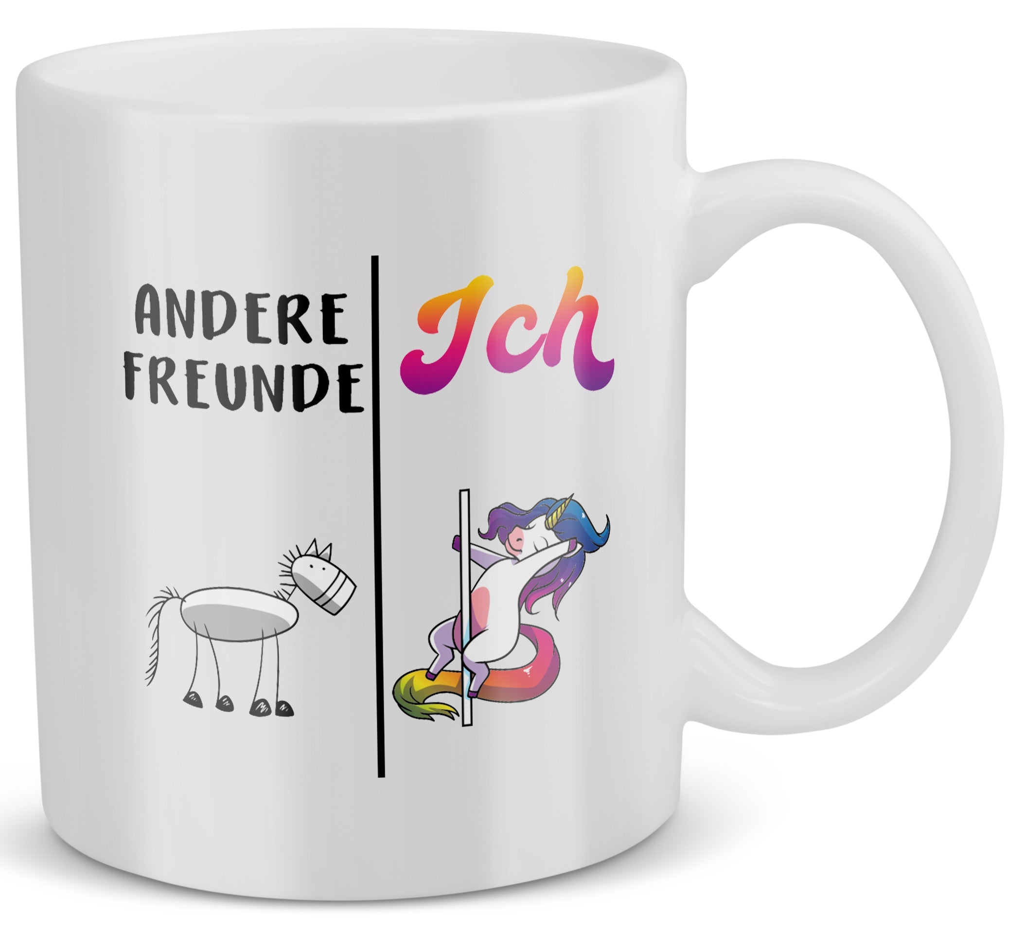 22Feels® Freund Geschenk zum Jahrestag, Valentinstag etc. - Tasse mit Spruch: Andere Freunde Ich (Einhorn) (Weiss, 320ml)-Weisse Tasse 320ml-22Feels
