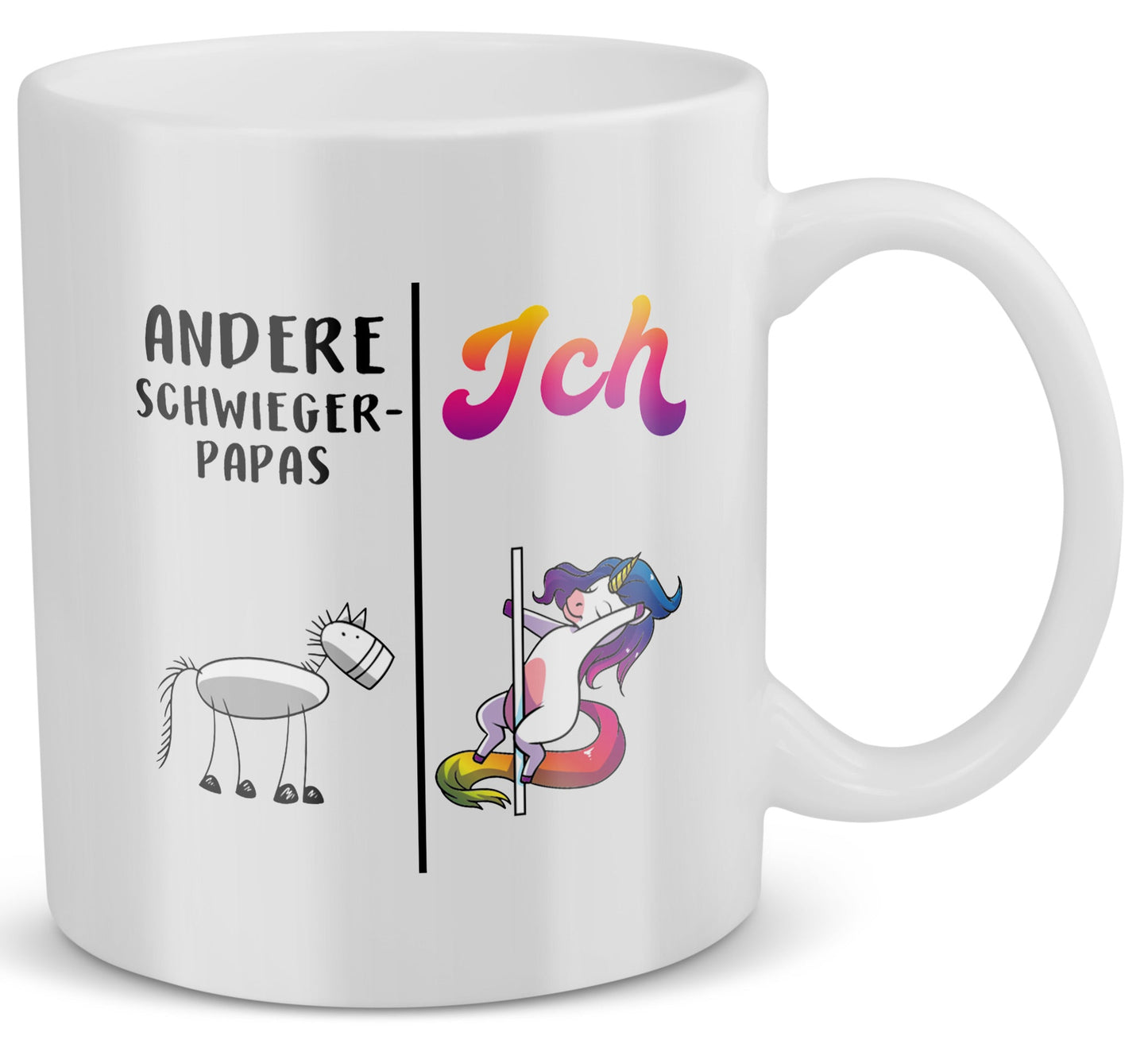 22Feels® Schwiegervater Geschenk - Tasse mit Spruch: Andere Schwiegerpapas Ich (Einhorn) (Weiss, 320ml)-Weisse Tasse 320ml-22Feels