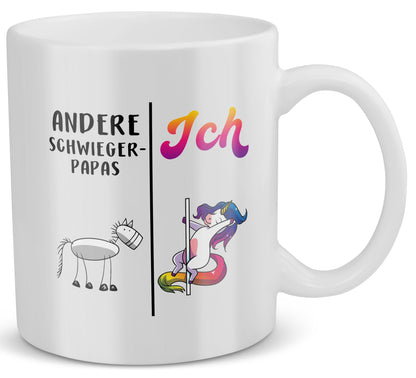 22Feels® Schwiegervater Geschenk - Tasse mit Spruch: Andere Schwiegerpapas Ich (Einhorn) (Weiss, 320ml)-Weisse Tasse 320ml-22Feels