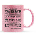 22Feels® Schwiegervater Geschenk von Schwiegersohn bzw. Bräutigam - Glitzertasse mit Spruch (Pink, 320ml)-Glitzertasse Pink 320ml-22Feels